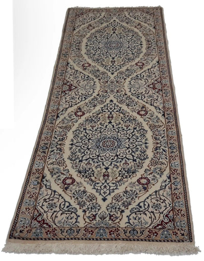 Canvello Silkroad Antique Nain Blue Beige Rug - 2'6'' X 6'4'' - Canvello