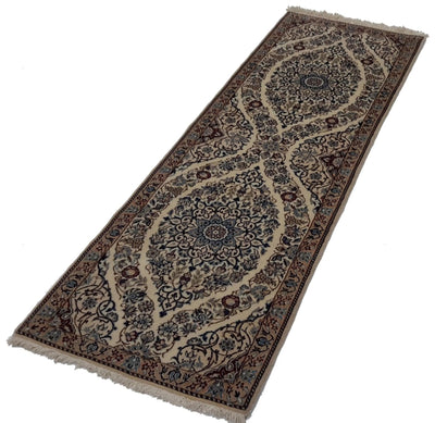 Canvello Silkroad Antique Nain Blue Beige Rug - 2'6'' X 6'4'' - Canvello