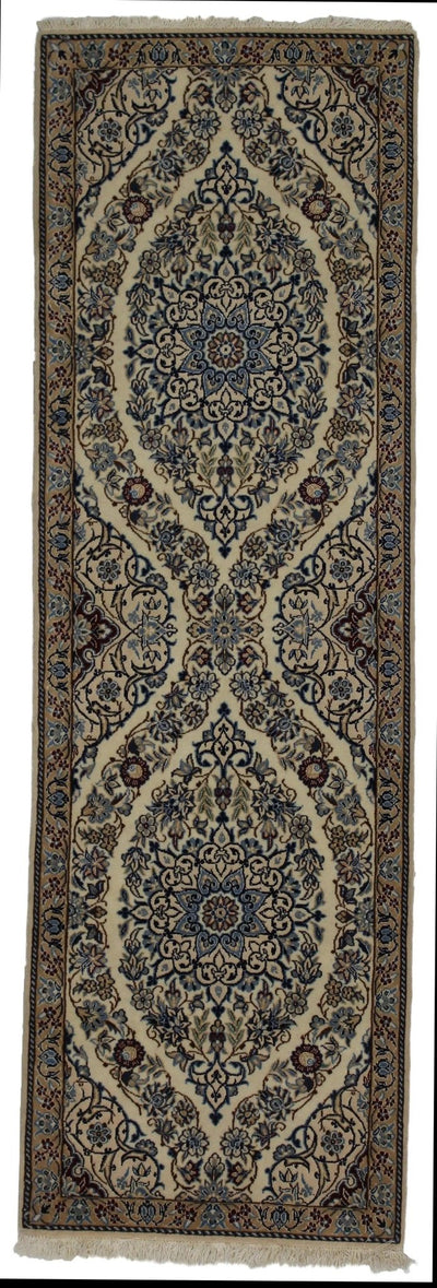 Canvello Silkroad Antique Nain Blue Beige Rug - 2'6'' X 6'4'' - Canvello