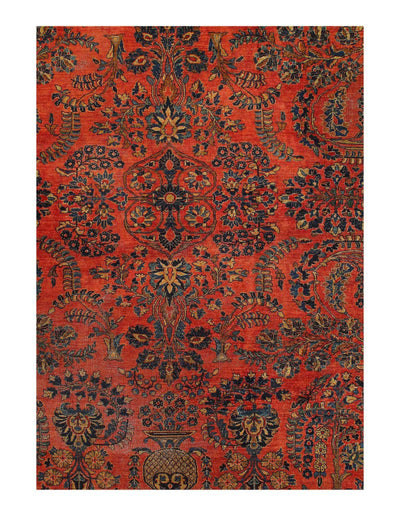 Canvello Persian Antique Red Sarouk Rug - 9'2'' X 11'5''