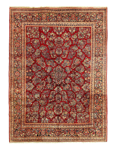 Canvello Persian Antique Sarouk Gold And Red Rug - 8'11'' X 12'