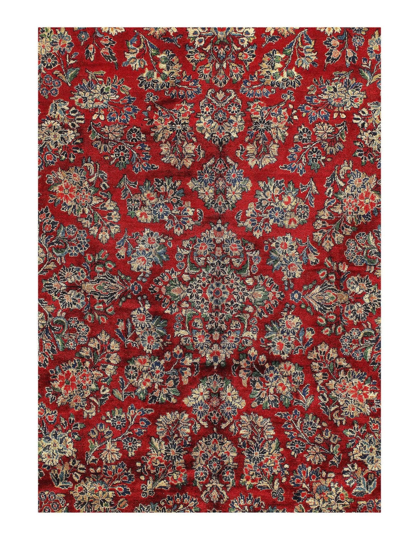 Canvello Persian Antique Sarouk Gold And Red Rug - 8'11'' X 12'