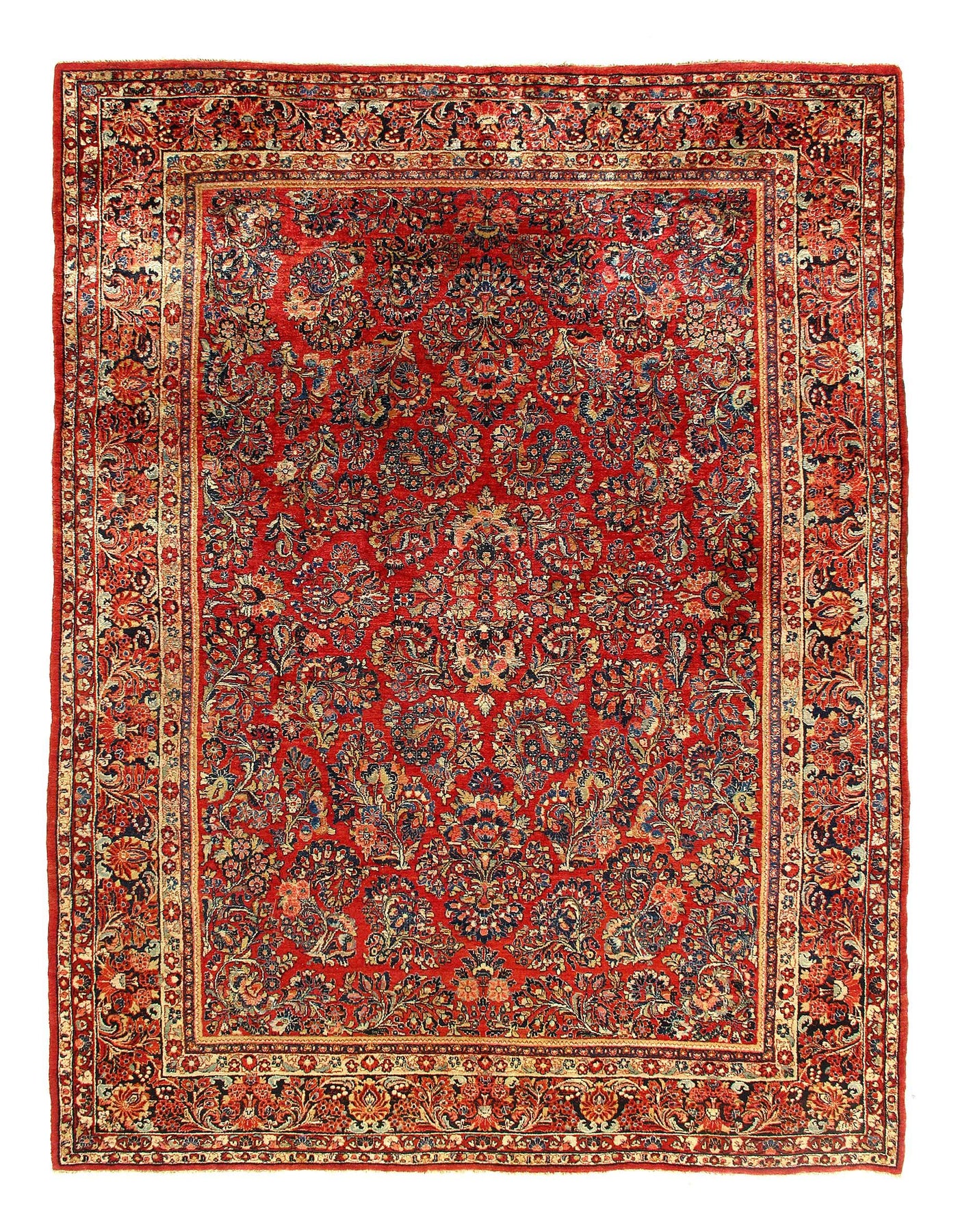 Canvello Persian Antique Sarouk Handmade Rugs - 8'9'' X 11'11''