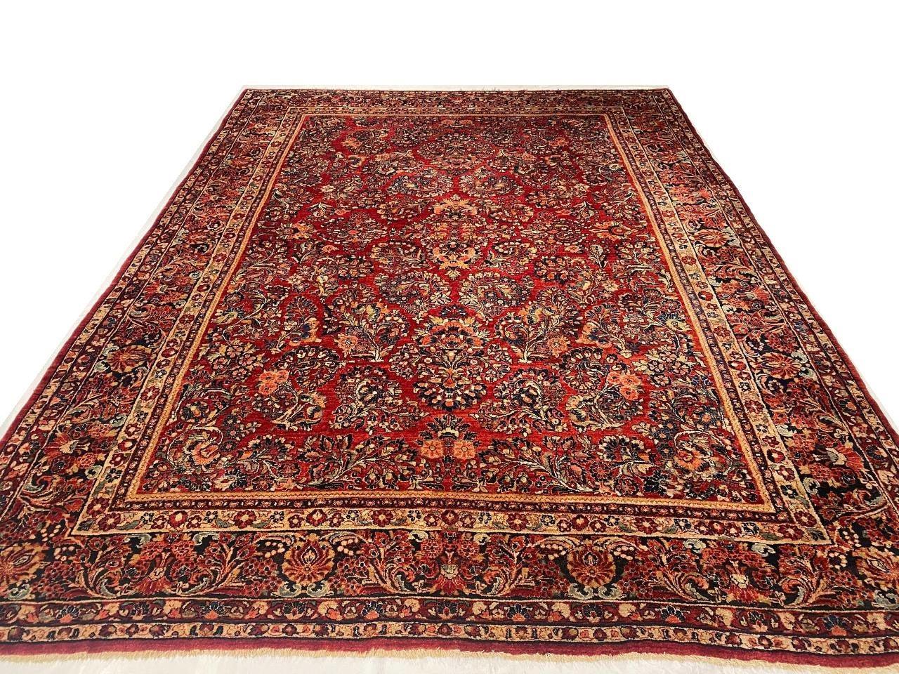 Canvello Silkroad Antique Sarouk Handmade Rugs - 8'9'' X 11'11'' - Canvello