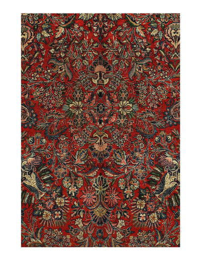 Canvello Persian Antique Sarouk Navy And Rust Rug - 8'9'' X 20'11''