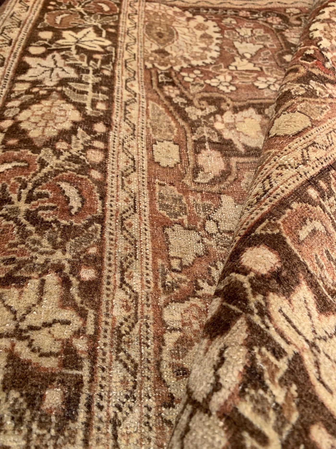 Canvello Persian Antique Tabriz Light Brown Rugs - 9'3'' X 11'6''