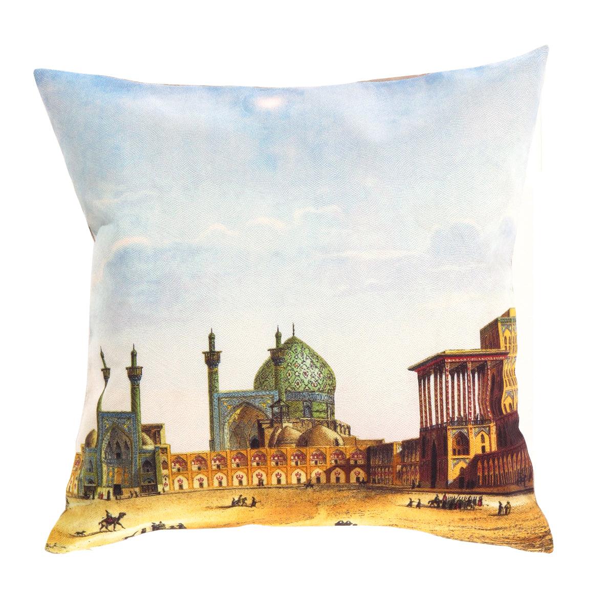 Canvello Silkroad Architecture Isfahan Throw Pillow - 16' X 16' - Canvello