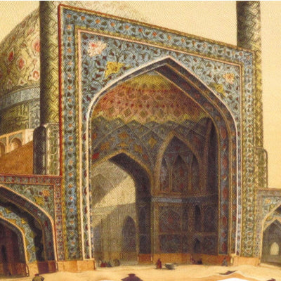 Canvello Silkroad Architecture View Mosque Isfahan Pillow - 16' X 16' - Canvello