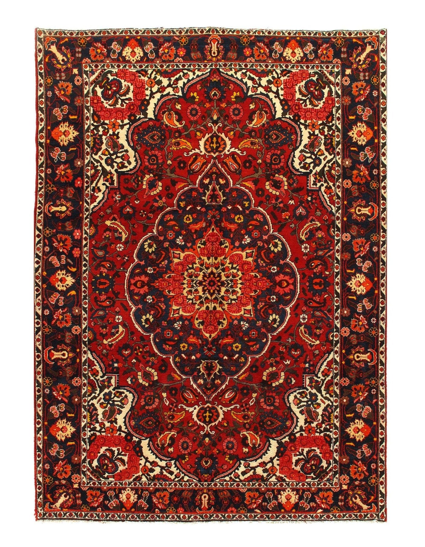 Canvello Silkroad Bakhtiari Hand Knotted Rust Rug - 6'10" x 9'9" - Canvello