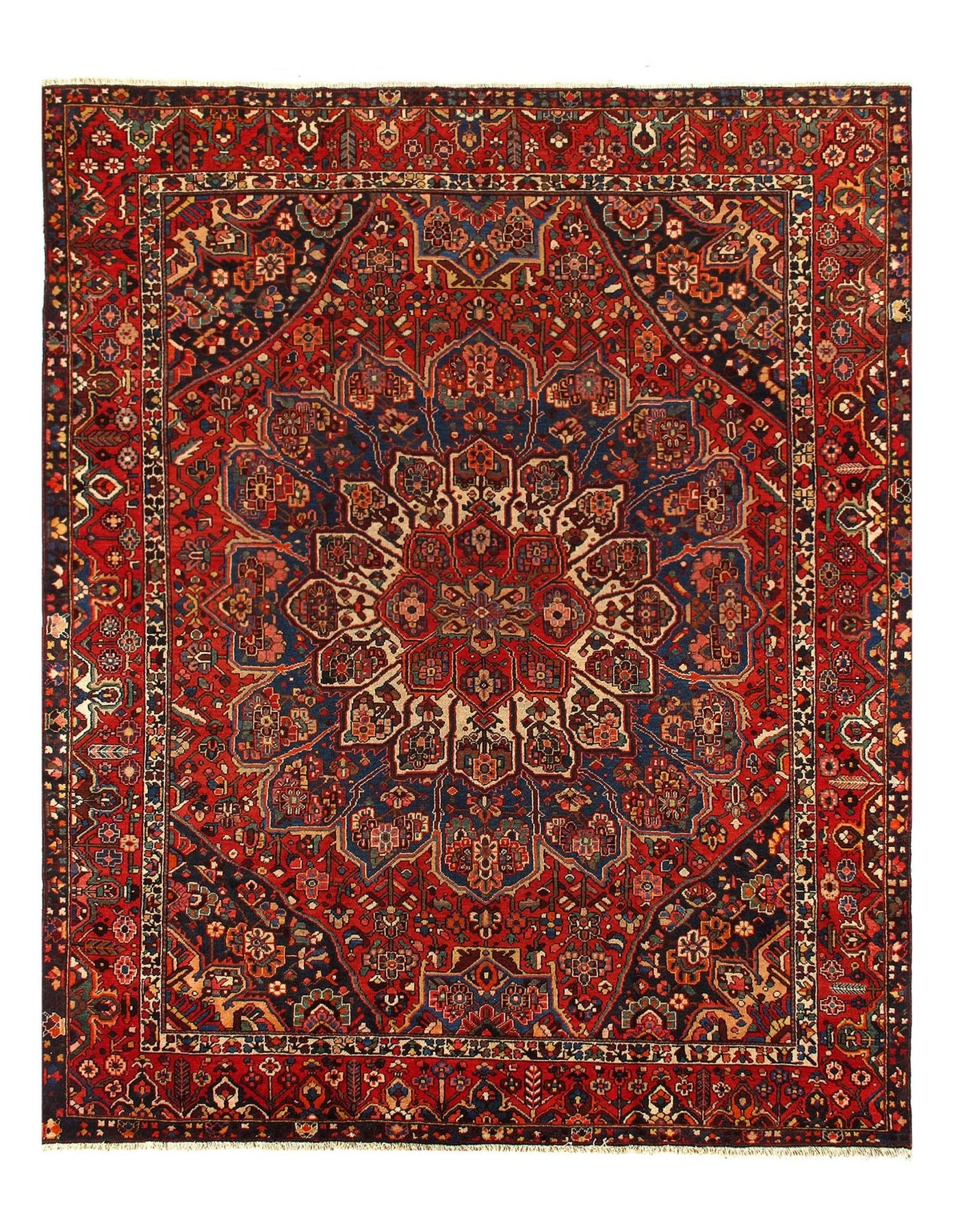 Canvello Silkroad Bakhtiari Navy Blue And Red Rug - 10'8'' X 12'11'' - Canvello