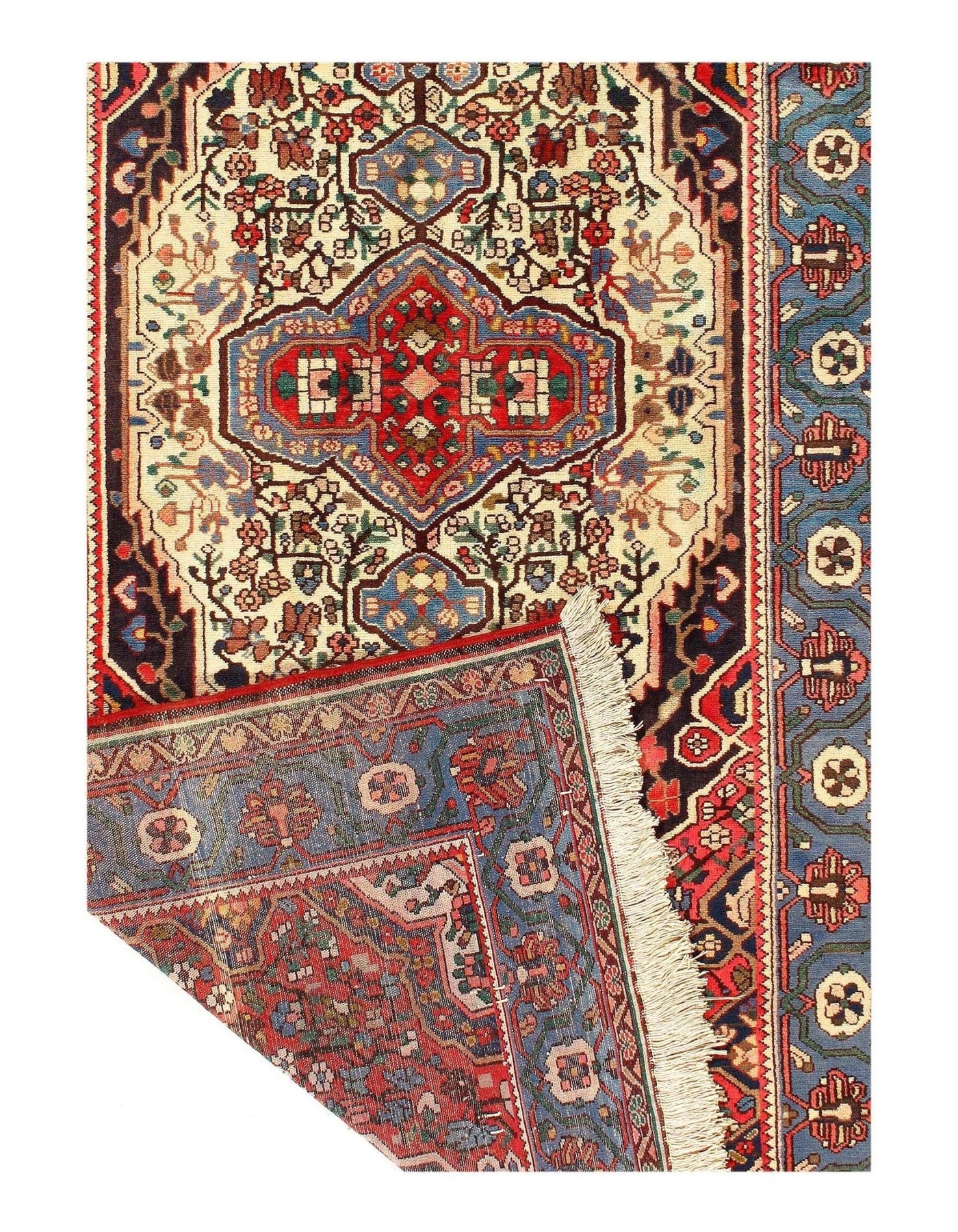 Canvello Silkroad Bakhtiari Red And Gray Rug - 5' X 10' - Canvello