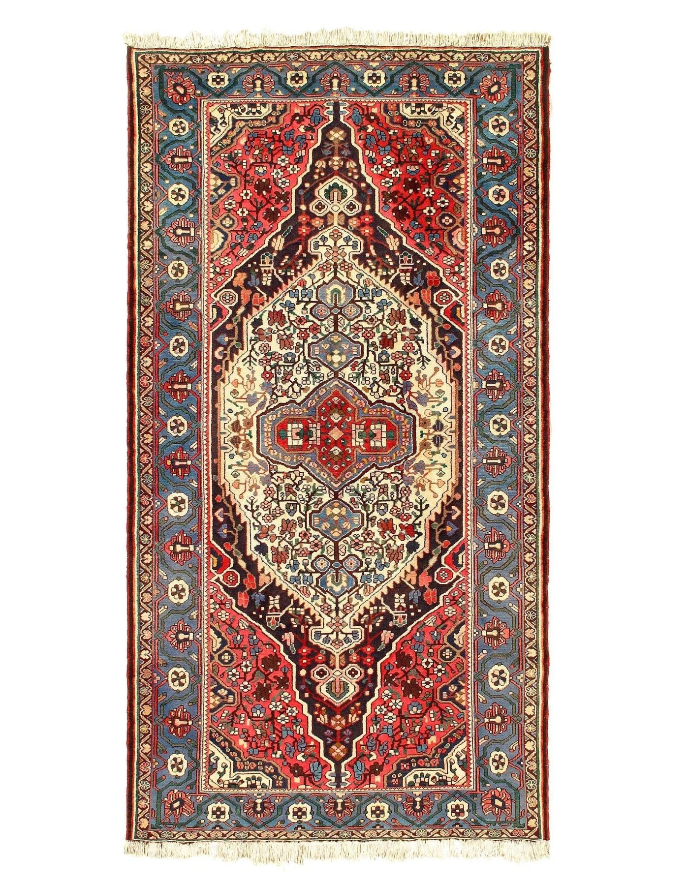 Canvello Silkroad Bakhtiari Red And Gray Rug - 5' X 10' - Canvello