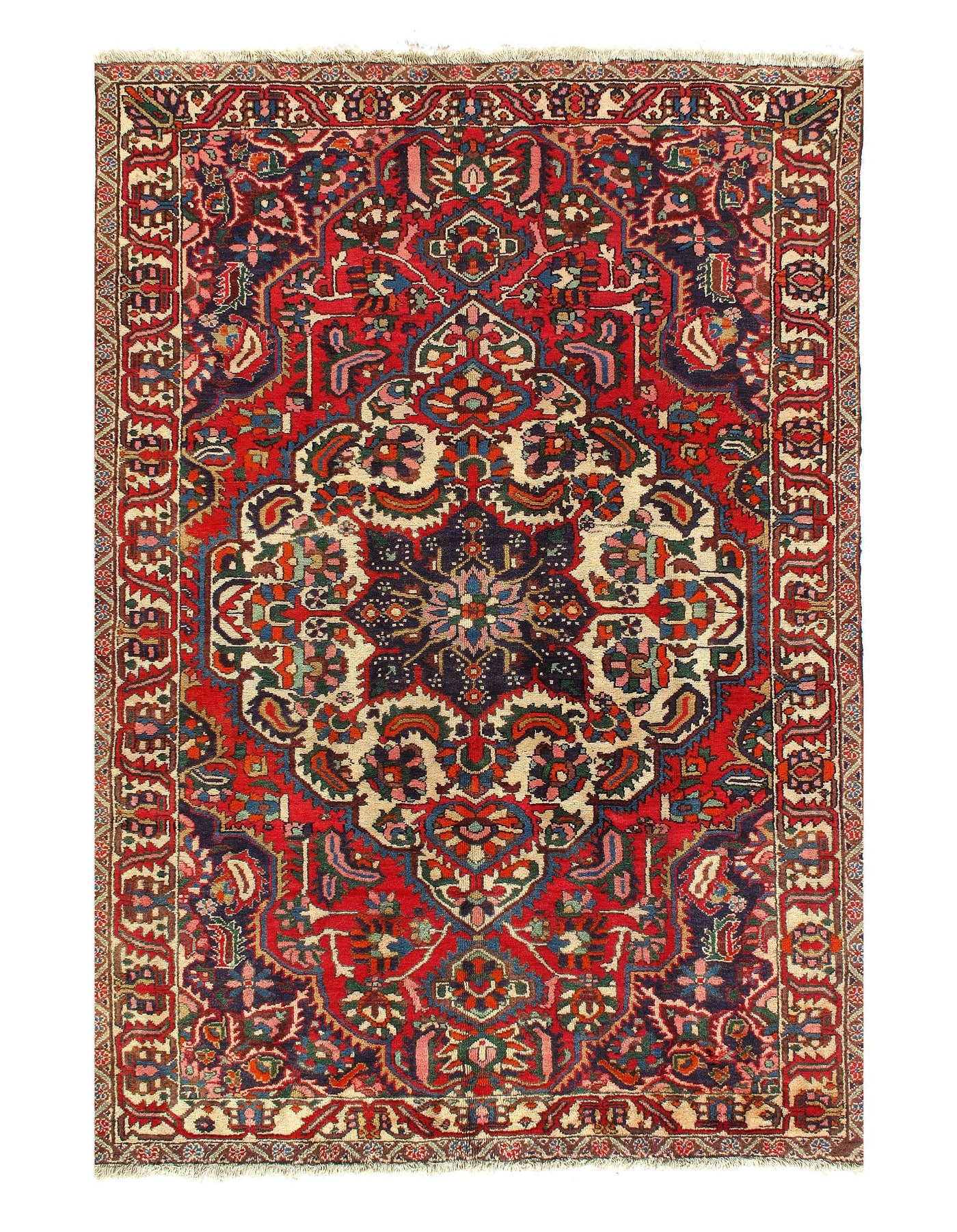 Canvello Persian Bakhtiari Red Vintage Rug - 7' X 10'