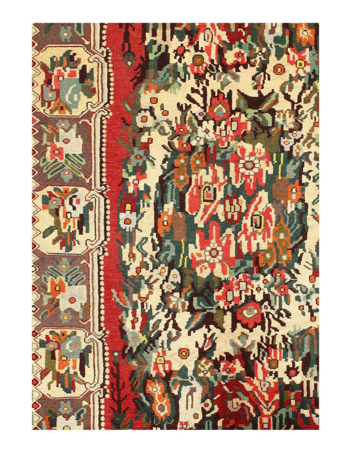 Canvello Silkroad Bakhtiari Semi - Antique Colorful Rug - 5'4" x 8' - Canvello