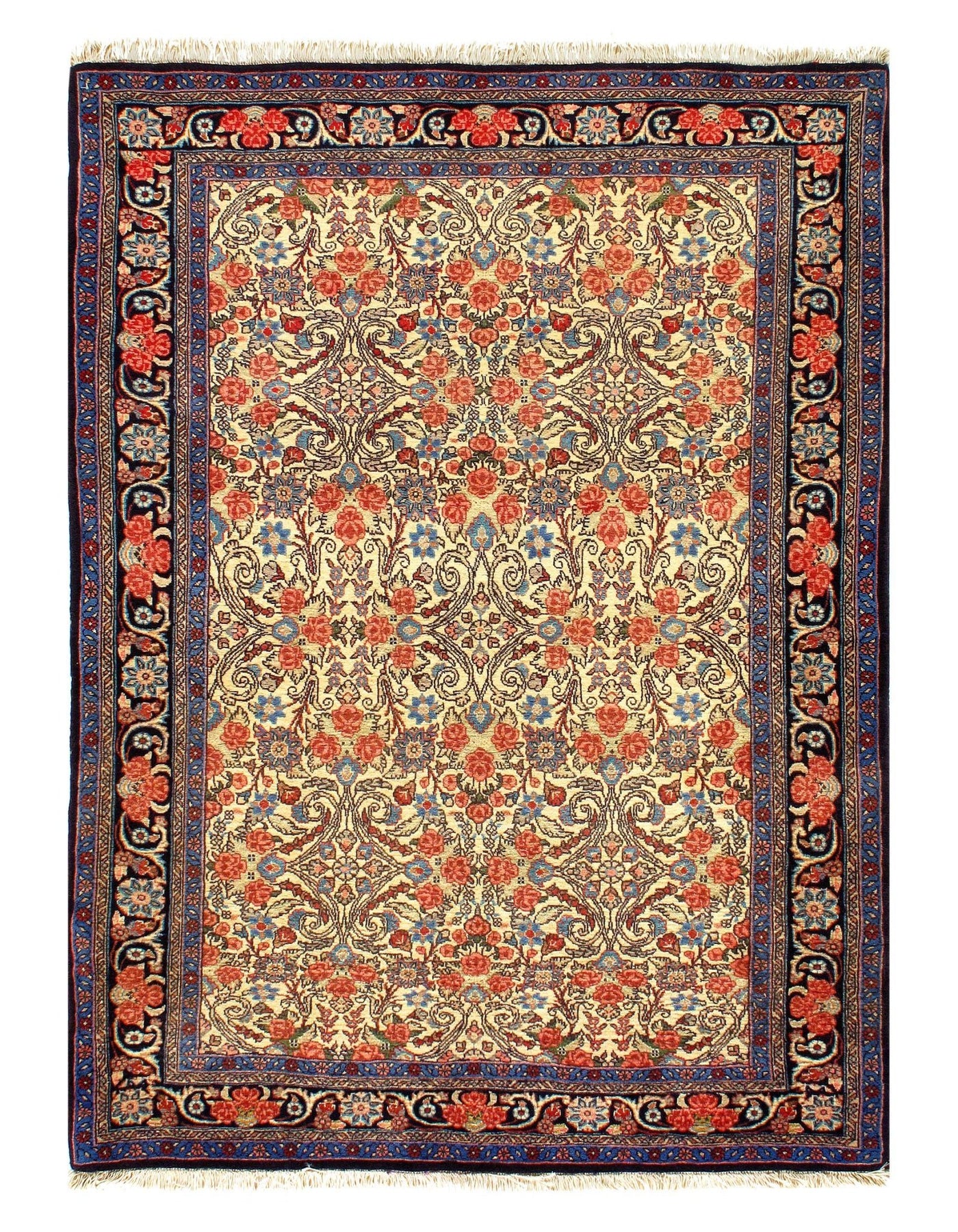 Canvello Silkroad Bidjar Blue Beige Rug - 3'9'' X 5'3'' - Canvello