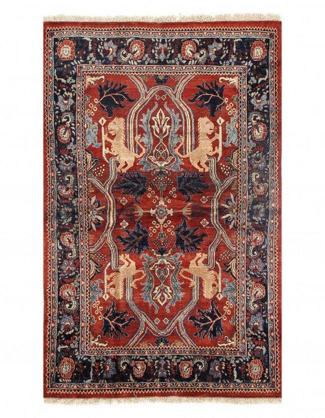 Canvello Silkroad Bidjar Navy And Rust Rug - 4' X 6' - Canvello