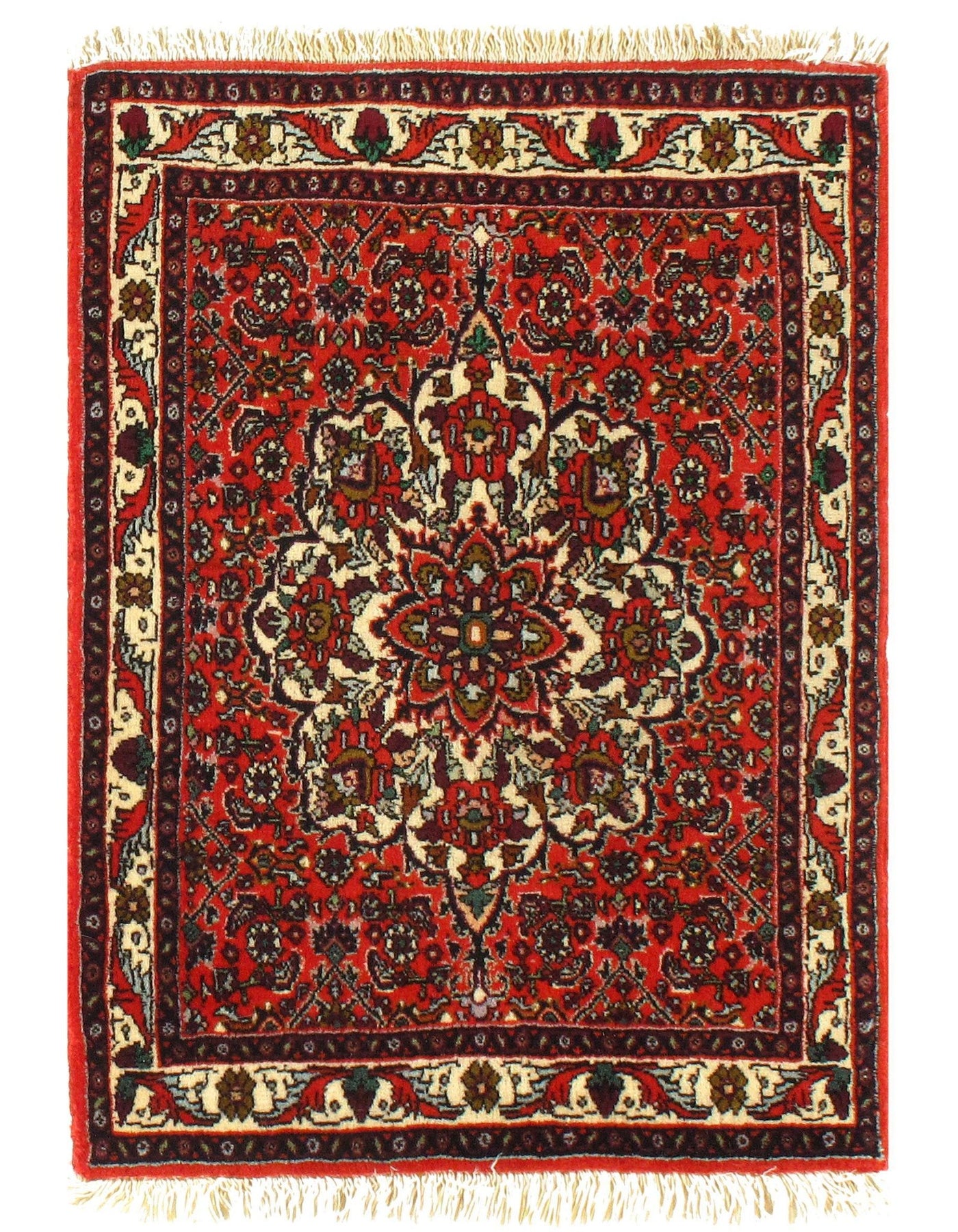 Canvello Silkroad Bidjar Yellow And Red Rug - 1'10" x 2'4" - Canvello