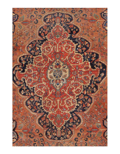 Canvello Persian Farahan Navy And Rust Rug - 8'9" X 13'3"