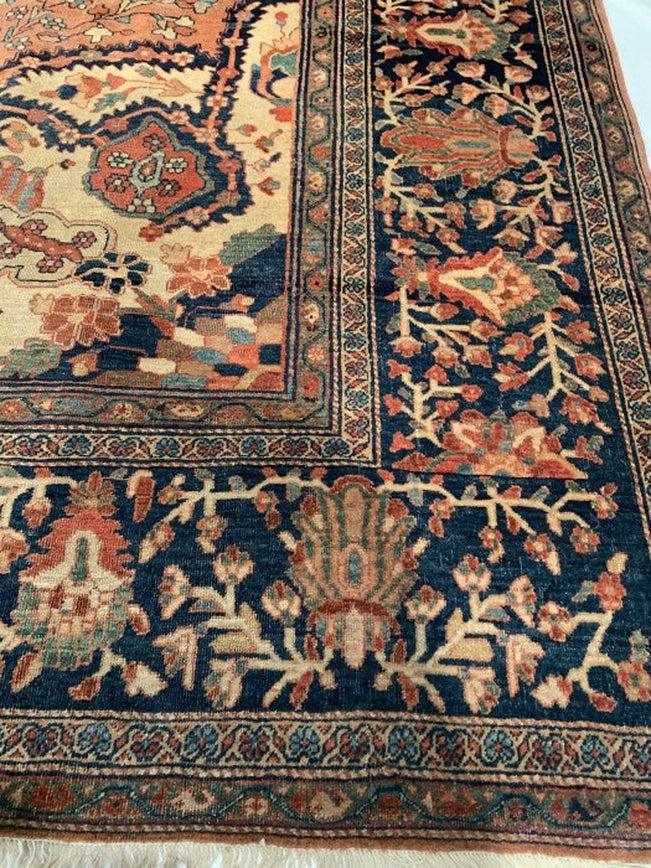 Canvello Persian Farahan Navy And Rust Rug - 8'9" X 13'3"