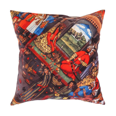 Canvello Silkroad Fresco Miniature Isfahan Throw Pillow - 16' X 16' - Canvello