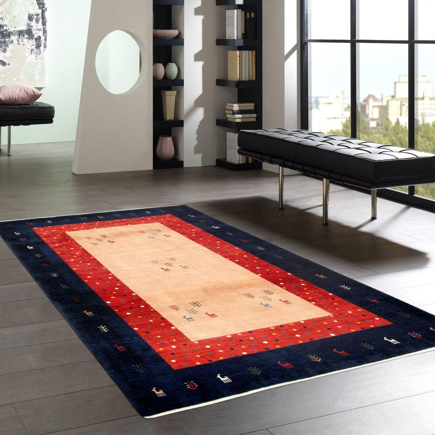 Canvello Silkroad Gabbeh Beige And Red Rugs - 4'4" X 7' - Canvello