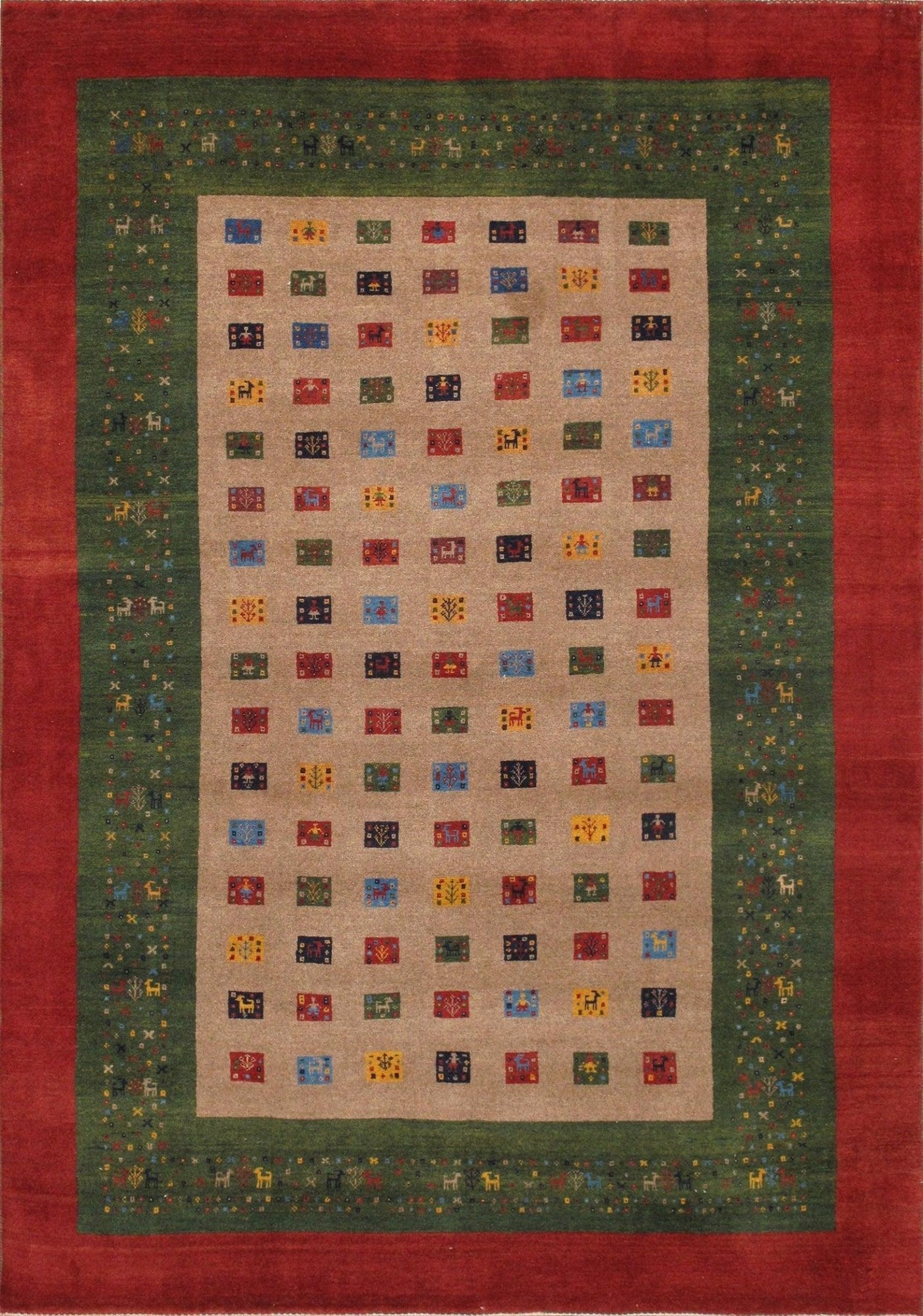 Canvello Silkroad Gabbeh Brown And Green Rug - 5'1" X 7'2" - Canvello