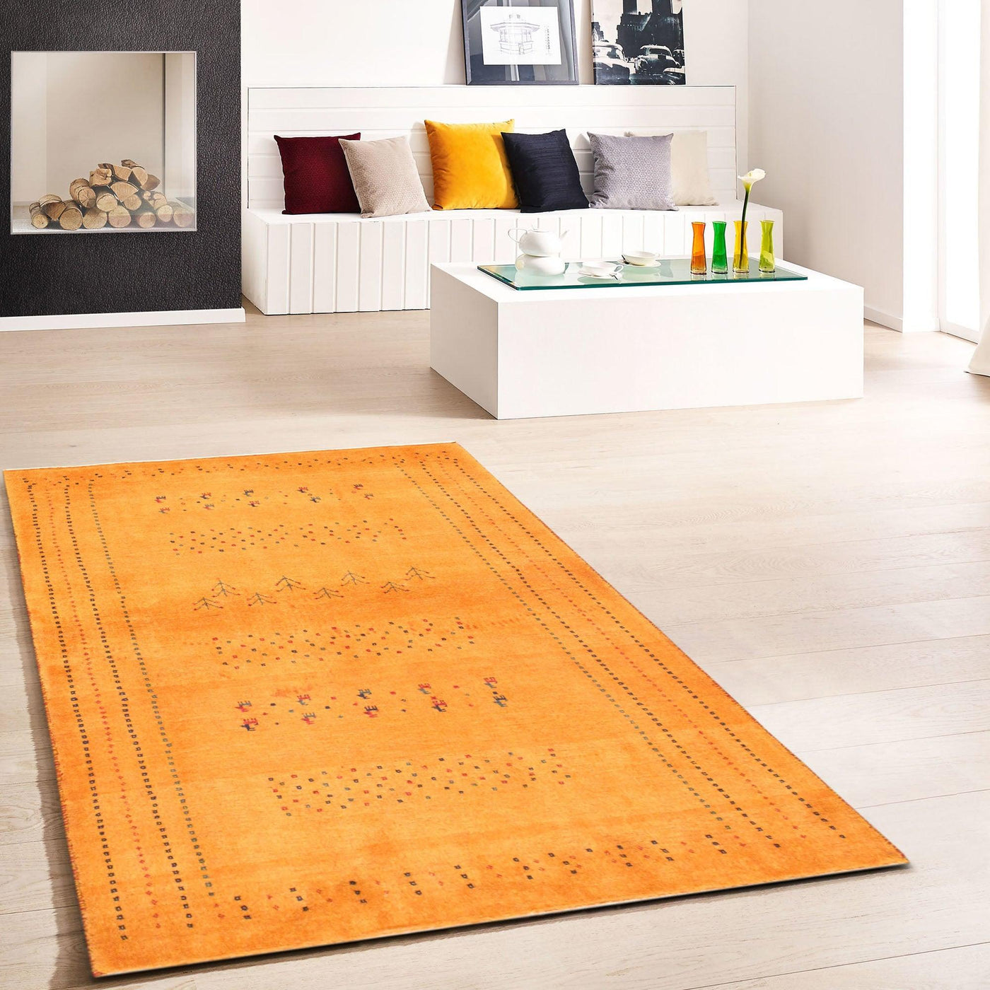 Canvello Silkroad Gabbeh Gold Area Rugs - 3'5" X 4'11" - Canvello