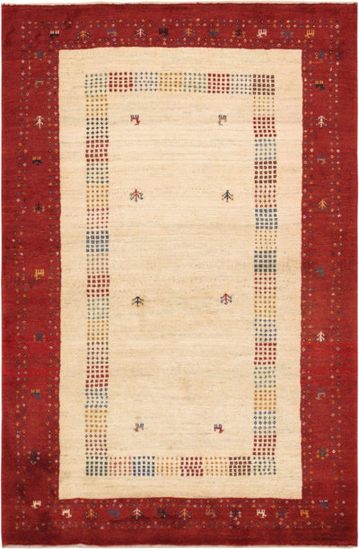 Canvello Silkroad Gabbeh Hand - Knotted Burgundy Rug - 3'4" X 5'3" - Canvello