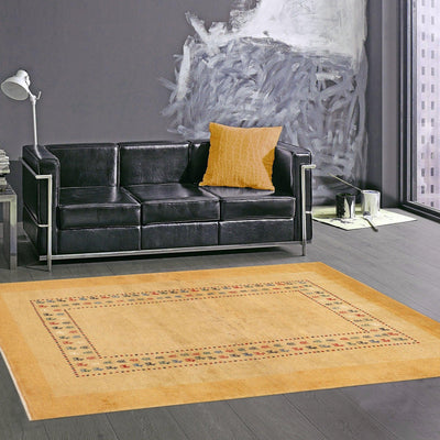 Canvello Silkroad Gabbeh Hand - Knotted Gold Area Rug - 3'6" X 5'5" - Canvello