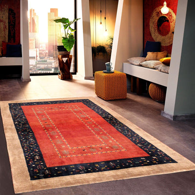 Canvello Silkroad Gabbeh Hand Knotted Silkroad Rug - 3'7" X 5'1" - Canvello