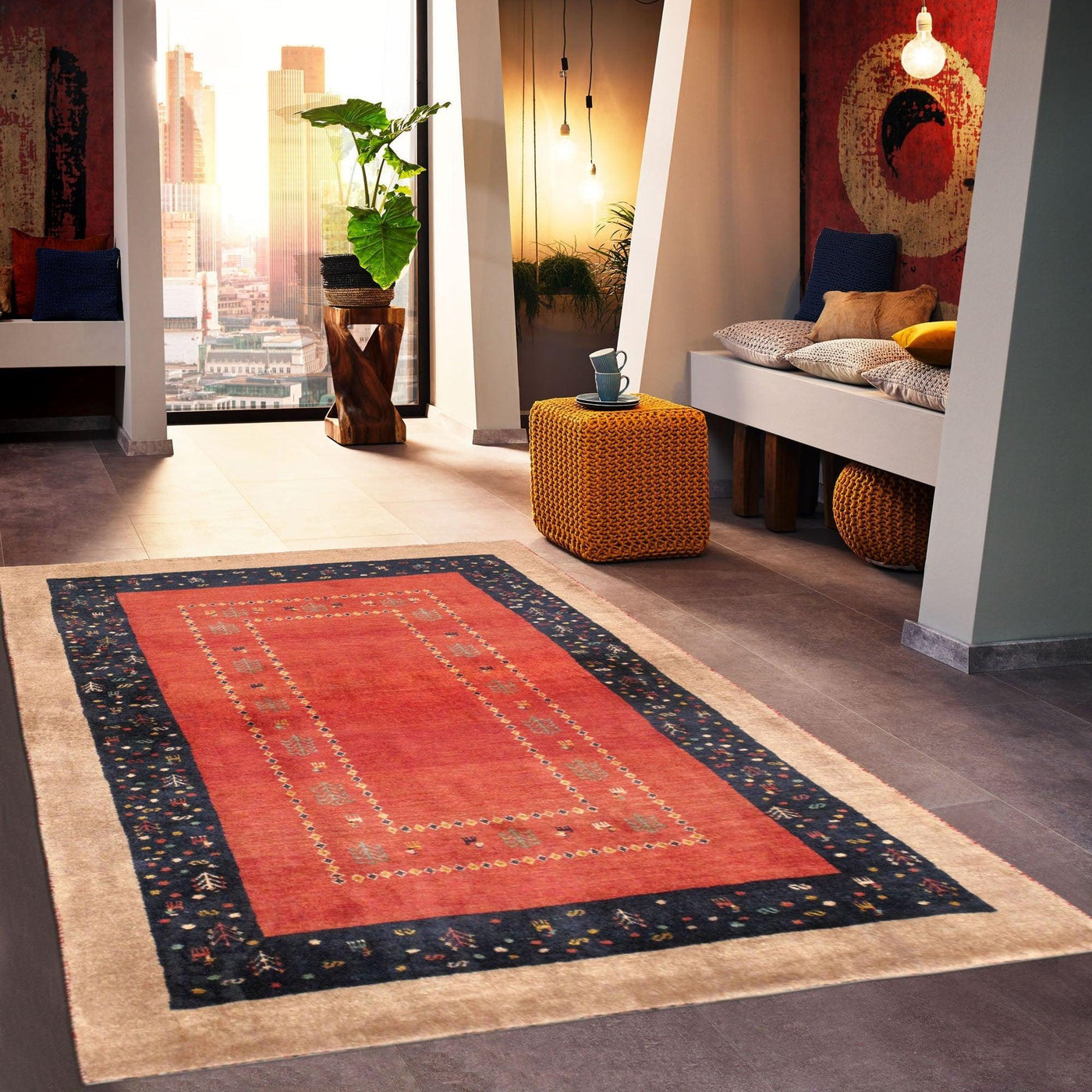 Canvello Silkroad Gabbeh Hand Knotted Silkroad Rug - 3'7" X 5'1" - Canvello