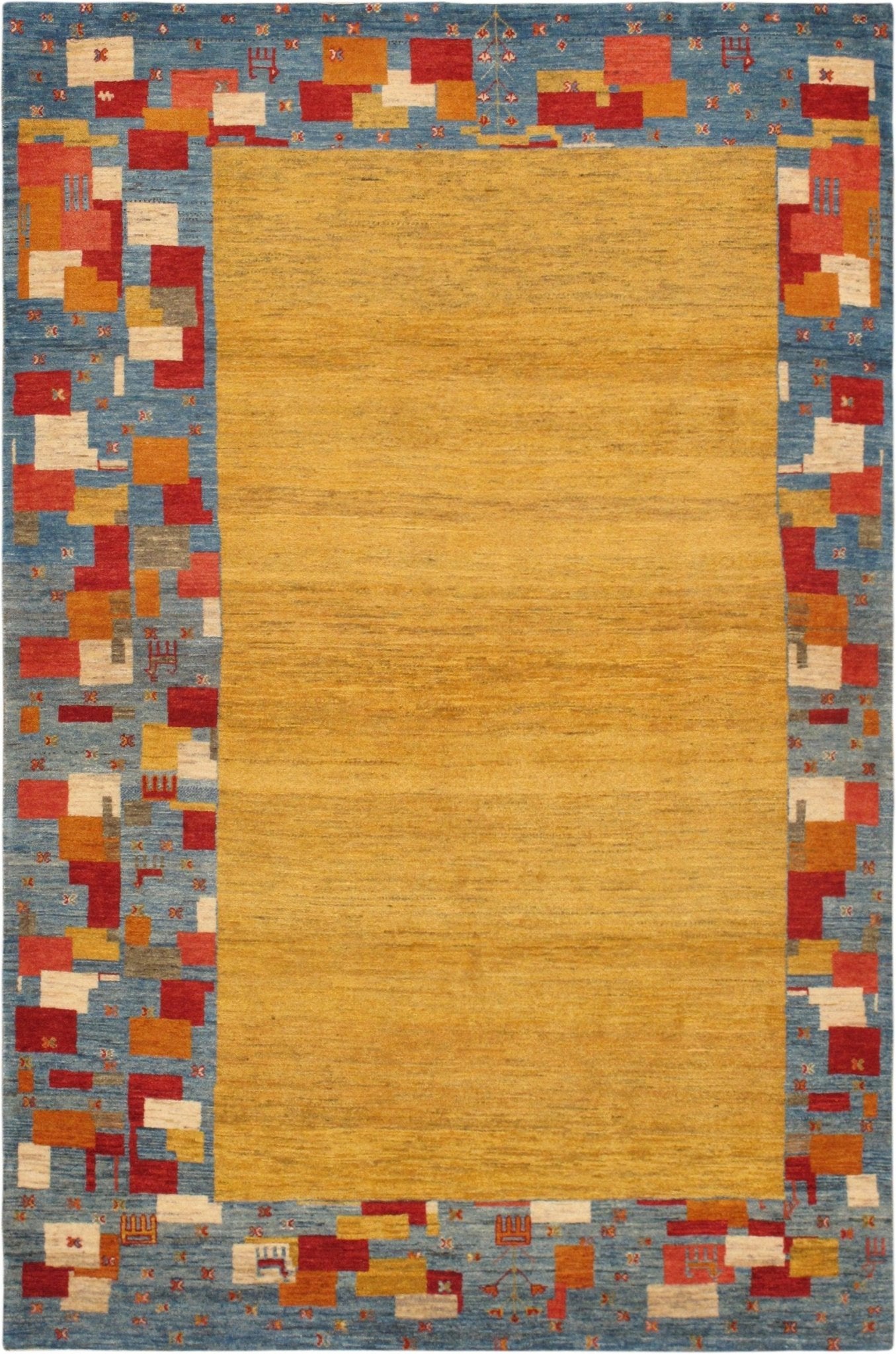 Canvello Silkroad Gabbeh Red And Gold Rugs - 4'2" X 6'4" - Canvello