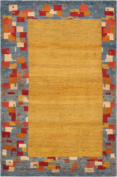 Canvello Silkroad Gabbeh Red And Gold Rugs - 4'2" X 6'4" - Canvello