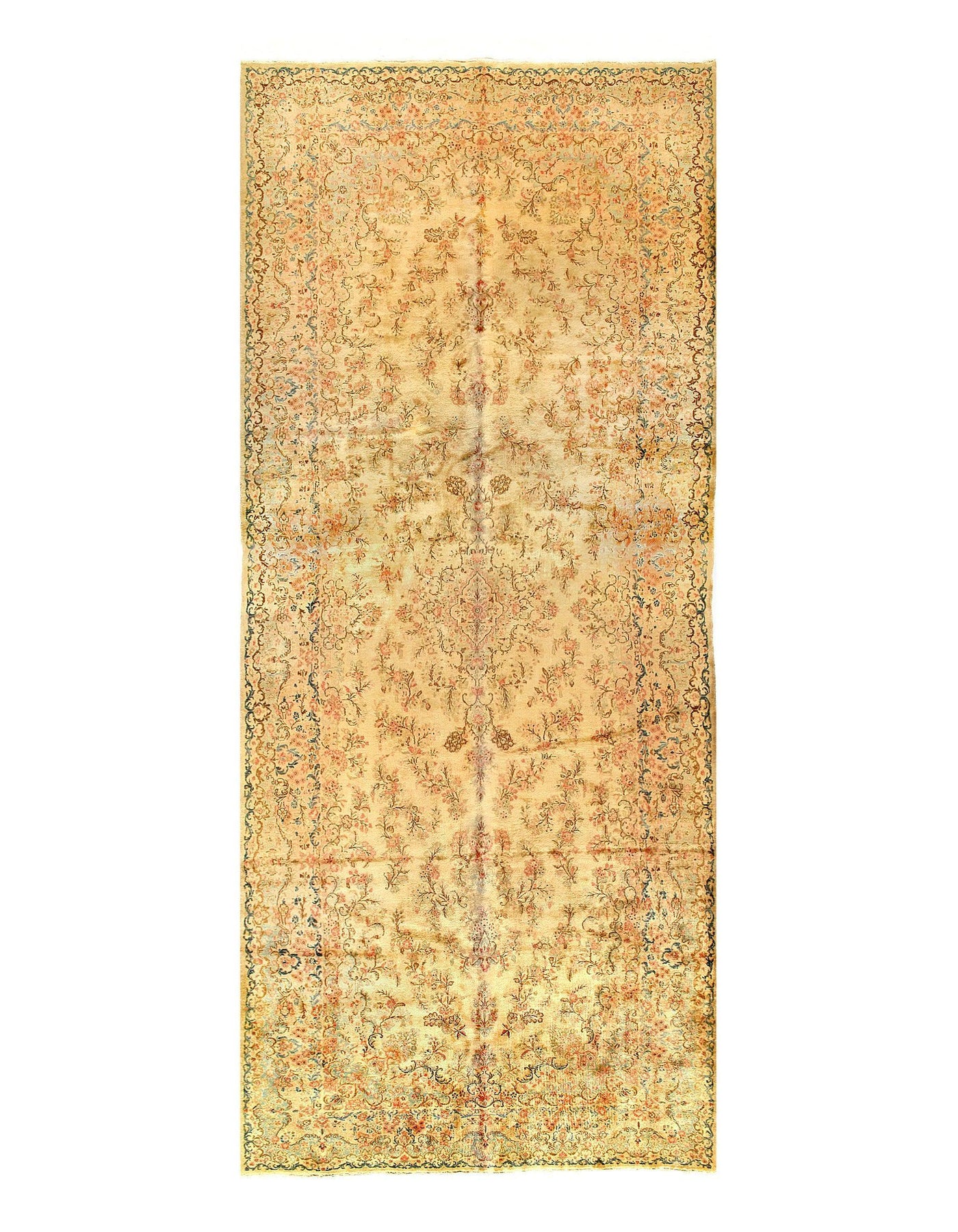 Canvello Persian Hand Knotted Kerman Beige Rug - 8'9'' X 21'8''