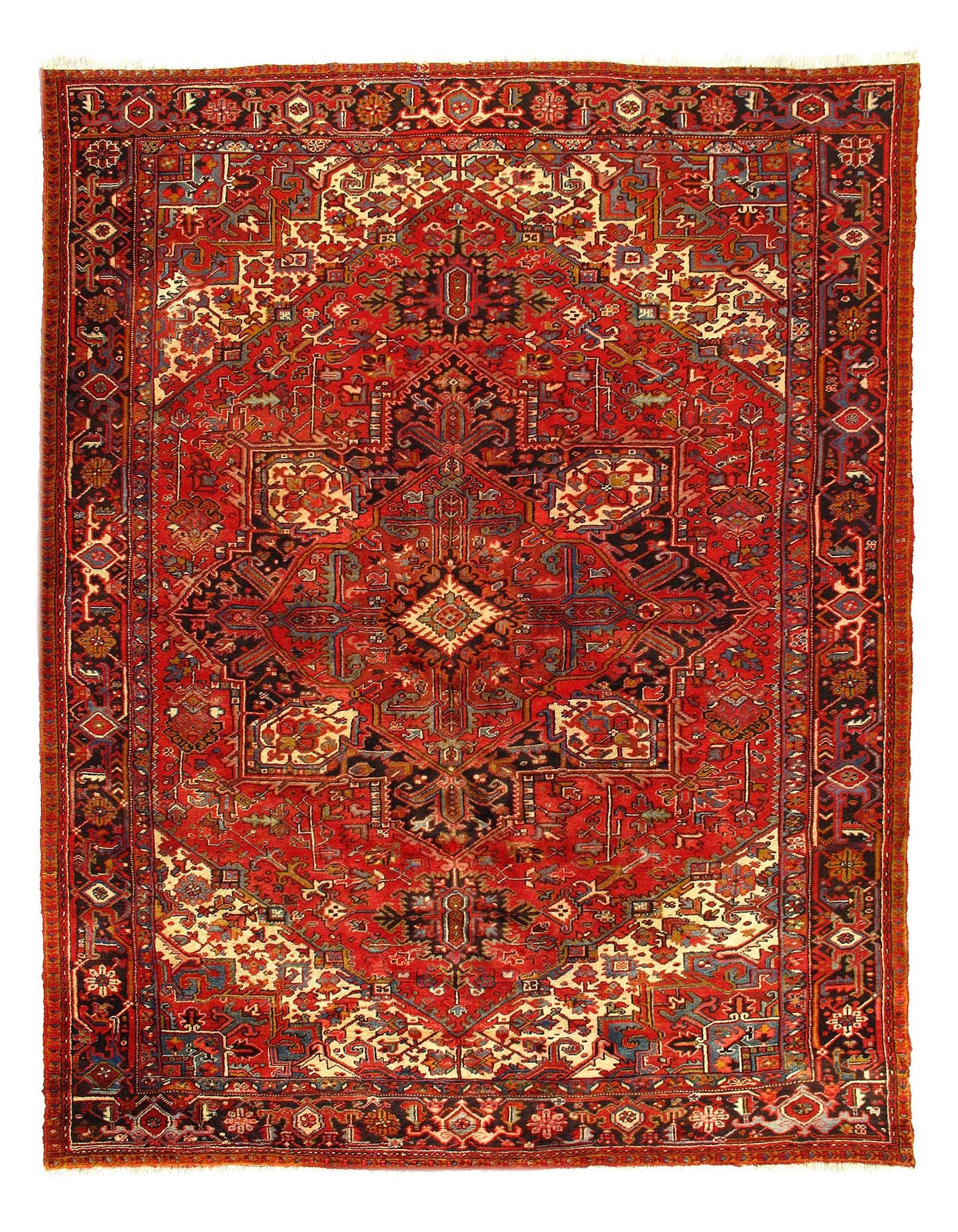 Canvello Persian Heriz Natural Wool Rug - 9'7'' X 12'7''