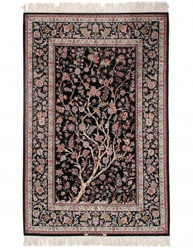 Canvello Silkroad Isfahan Black Rugs For Bedroom - 5' X 7'7" - Canvello