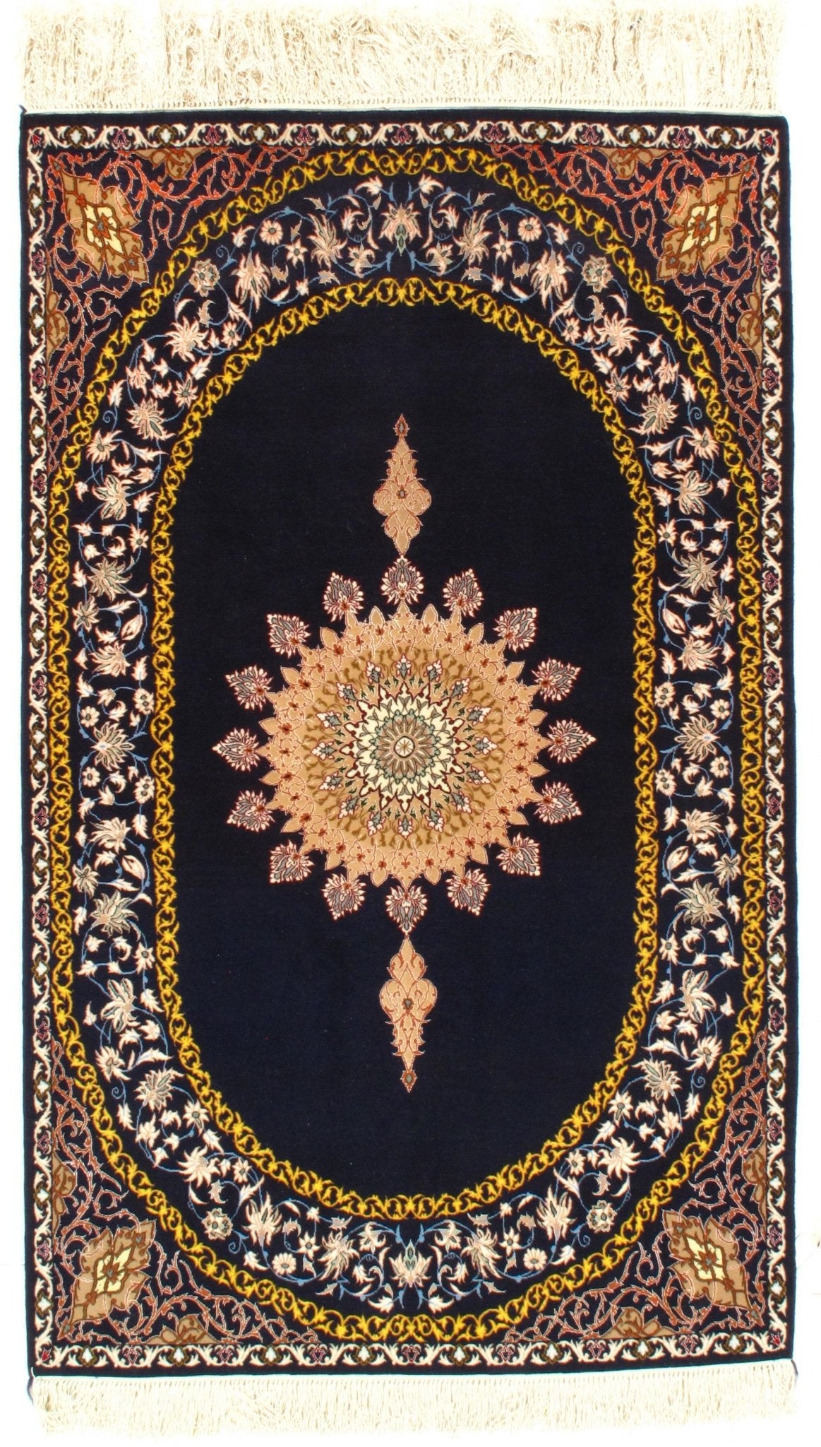 Canvello Silkroad Isfahan Blue And Orange Rug - 3′7″ × 5′11″ - Canvello