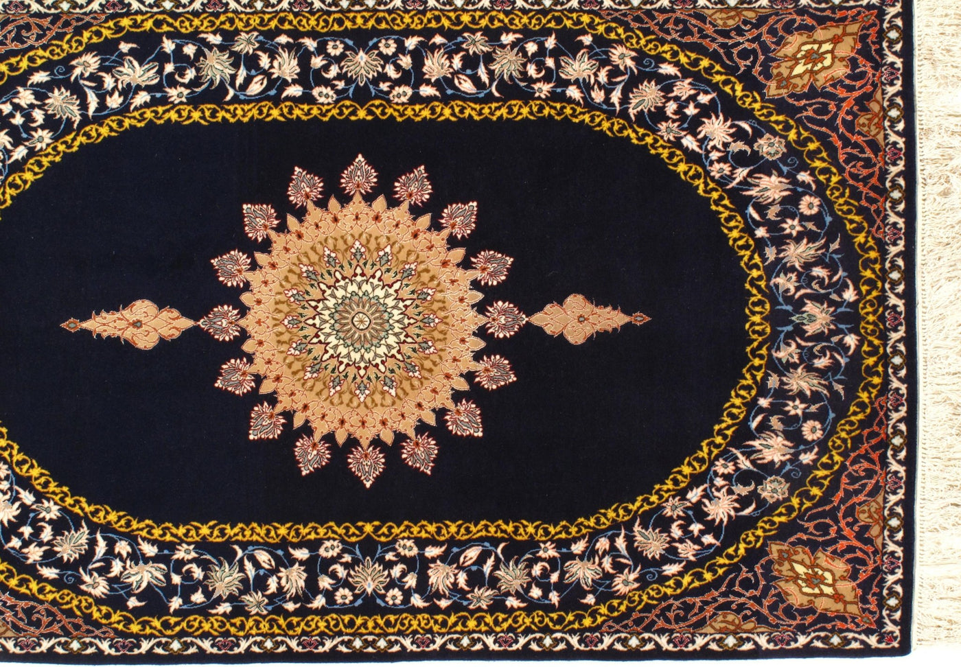 Canvello Silkroad Isfahan Blue And Orange Rug - 3′7″ × 5′11″ - Canvello