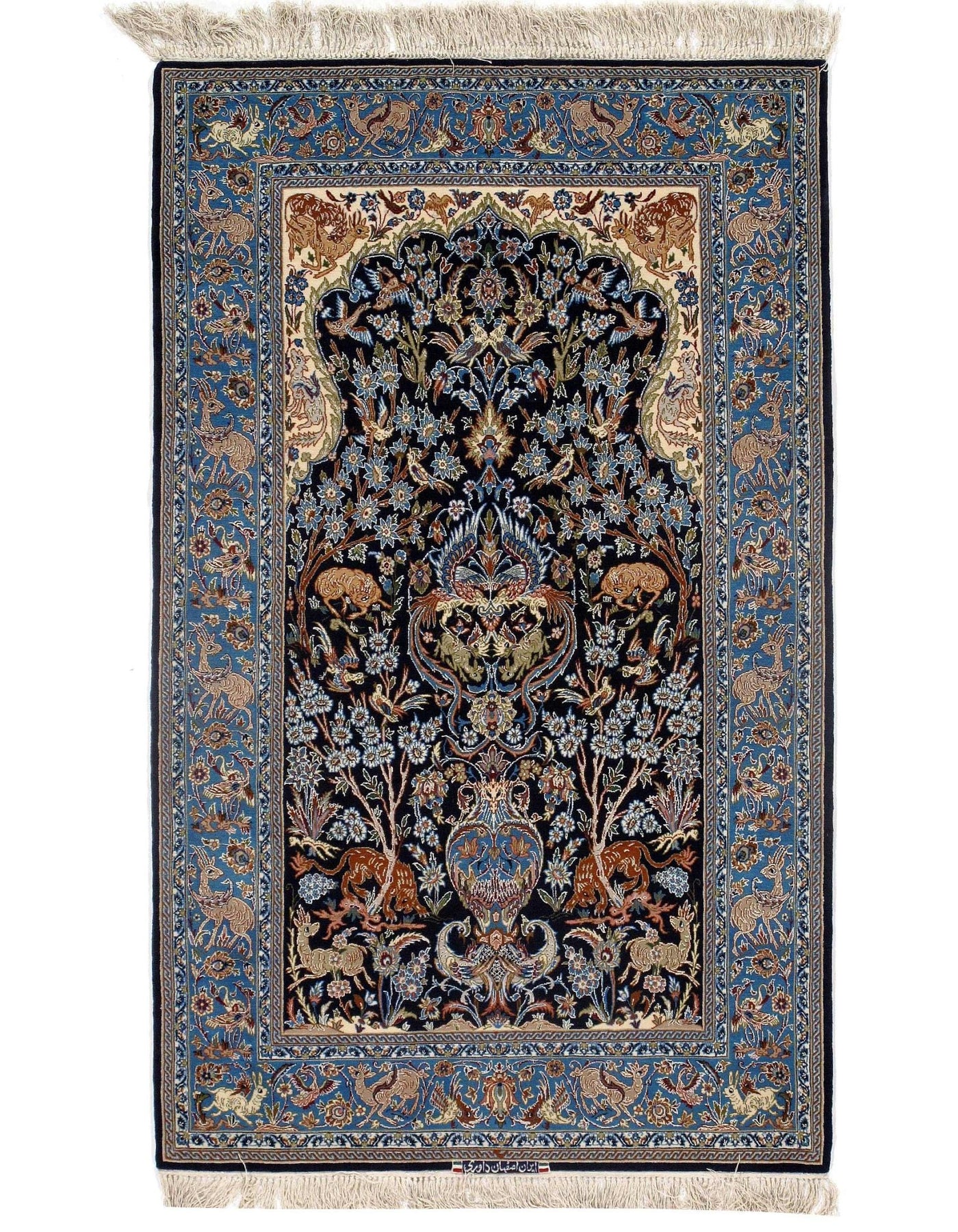 Canvello Silkroad Isfahan Gold And Blue Area Rug - 3'5" x 6' - Canvello