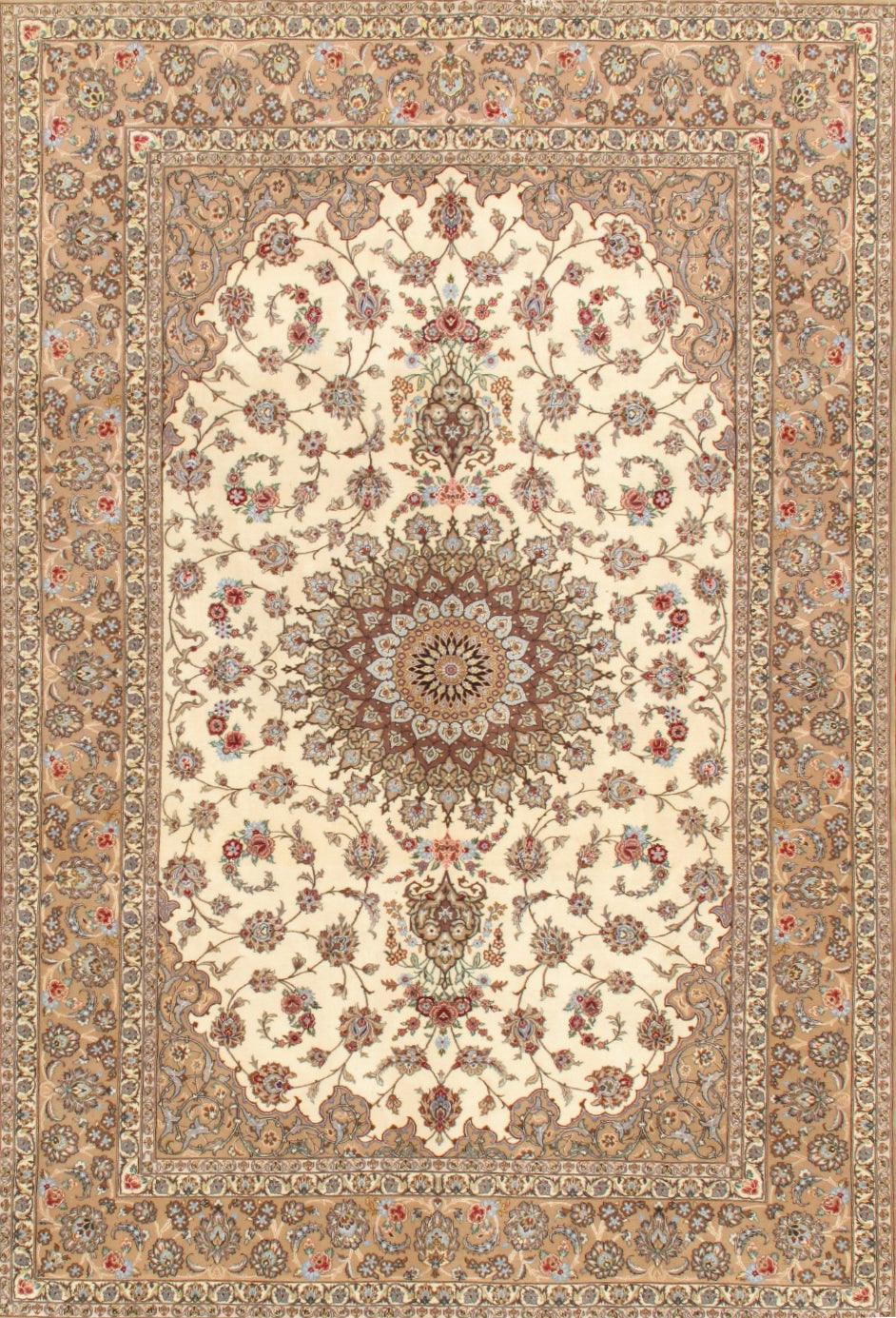 Canvello Silkroad Isfahan Ivory Area Rug - 6'9"x10'2" - Canvello