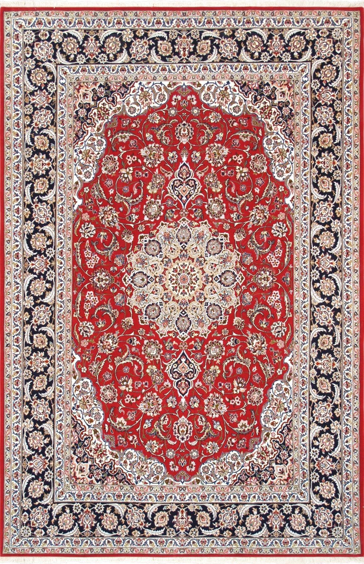 Canvello Persian Isfahan Large Red Area Rugs - 5' X 7'8"