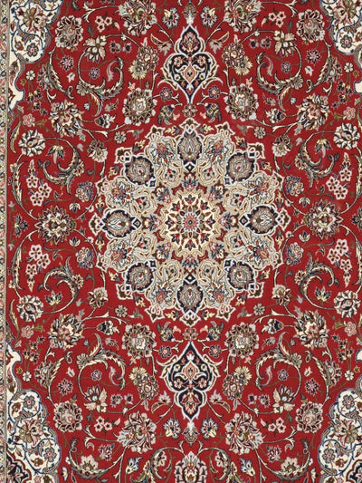 Canvello Persian Isfahan Large Red Area Rugs - 5' X 7'8"