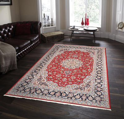 Canvello Silkroad Isfahan Large Red Area Rugs - 5' X 7'8" - Canvello