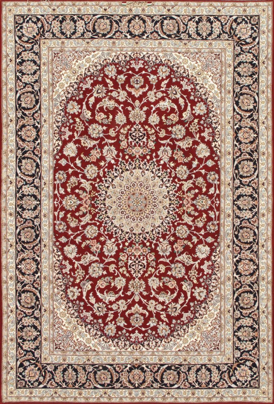 Canvello Persian Isfahan Large Red Rugs - 5'2" X 7'8"