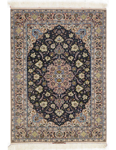 Canvello Silkroad Isfahan Wool Handmade Silk Rug - 3'7" X 5' - Canvello