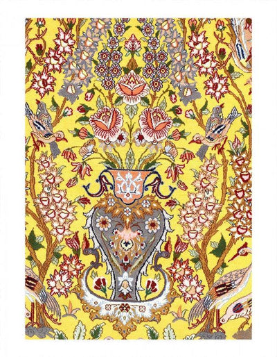 Canvello Silkroad Isfahan Yellow Rugs For Living Room - 3'5" x 5'3" - Canvello