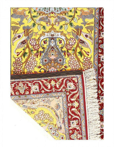 Canvello Silkroad Isfahan Yellow Rugs For Living Room - 3'5" x 5'3" - Canvello