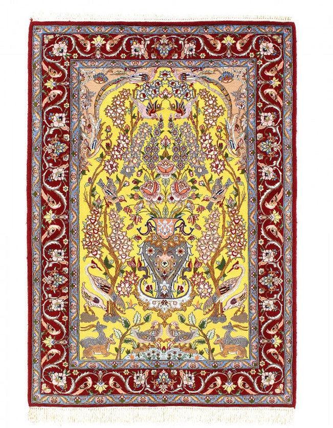 Canvello Silkroad Isfahan Yellow Rugs For Living Room - 3'5" x 5'3" - Canvello