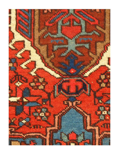Canvello Persian Karajeh Rust And Blue Rug - 3'3'' X 4'8''
