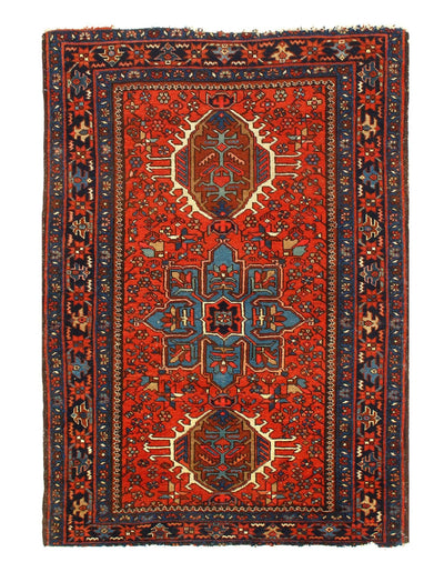 Canvello Silkroad Karajeh Rust And Blue Rug - 3'3'' X 4'8'' - Canvello